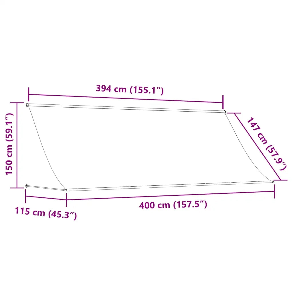 Tenda da Sole Retrattile-Tenda parasole per Patio 400x150 cm Blu e Bianco