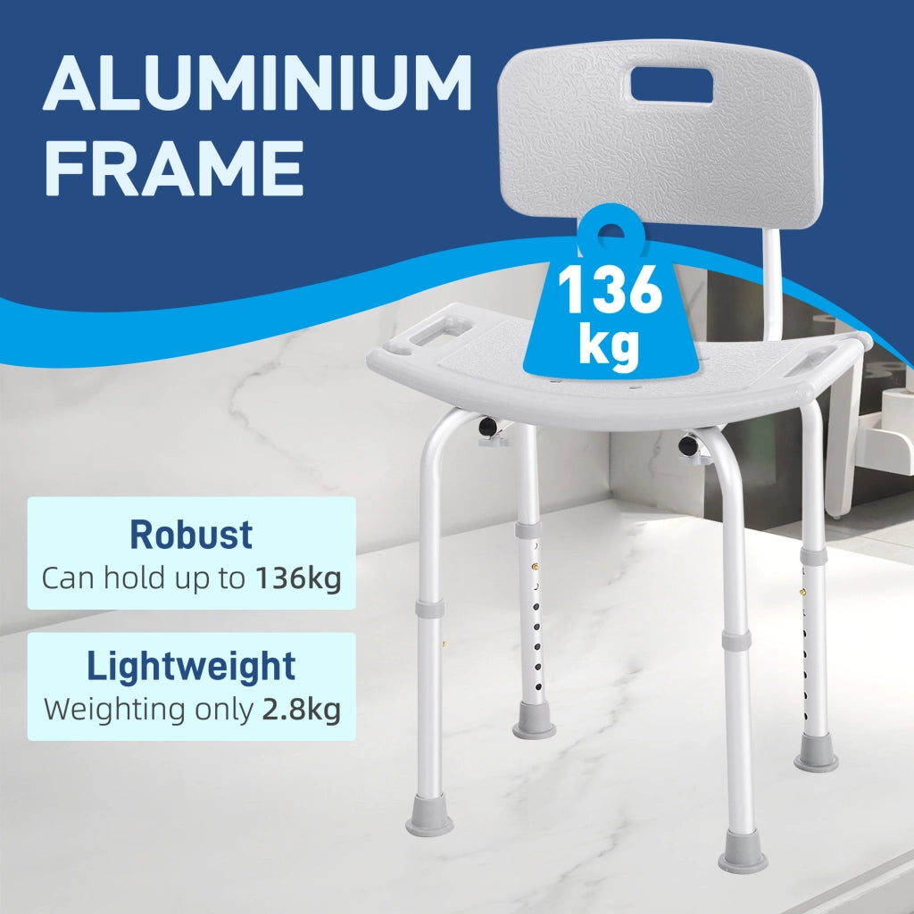 Sgabello da Doccia ¨C zephmum ¨C Alluminio e Plastica, Altezza Regolabile 71-88cm