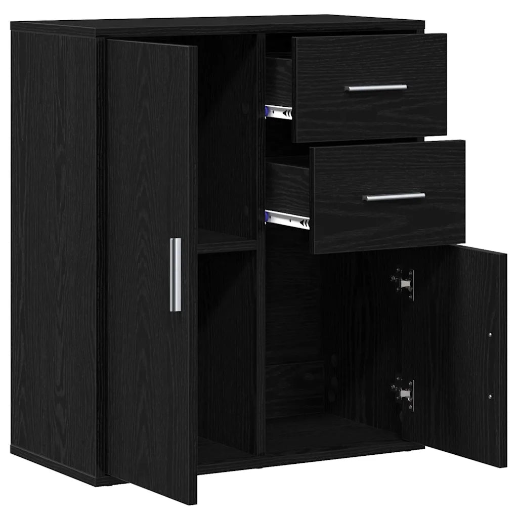 Credenza | Madia | Buffet da pranzo | Armadio da pranzo Rovere Nero 60 x 31 x 70 cm Legno multistrato