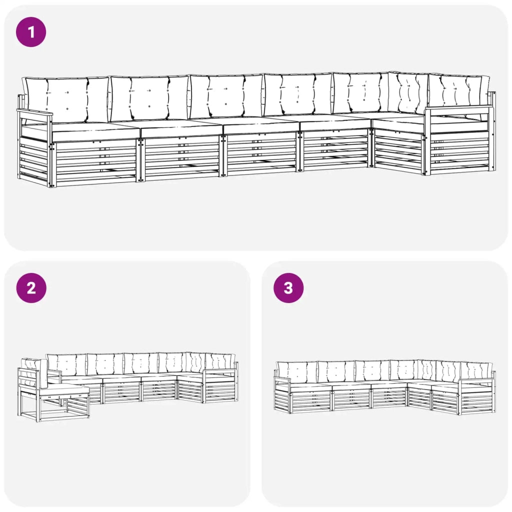 Set di divani da esterno 6 pcs Grigio Naturale e Chiaro 3373526