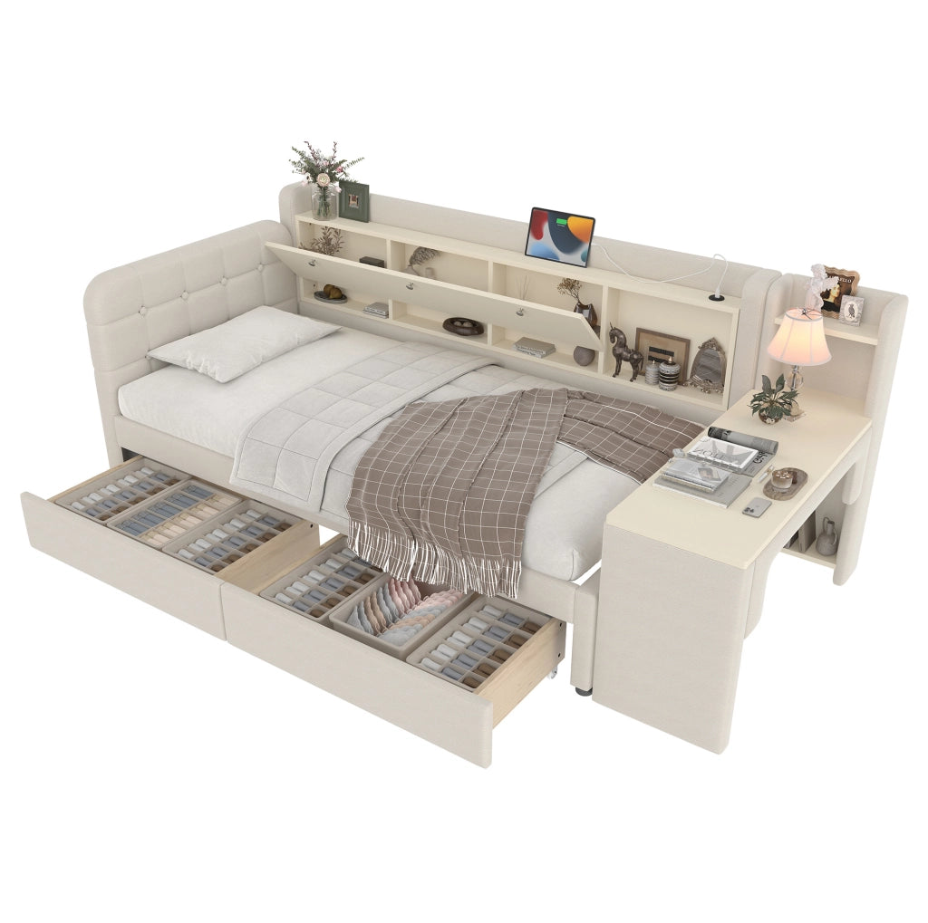 Letto 90x200 cm con scrivania; 2 cassetti e USB con Type-C