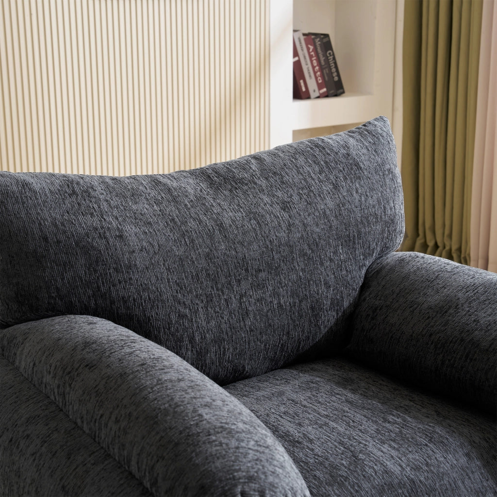 Poltrona in chenille grigia 96x82x84 cm con imbottitura ad alta elasticità