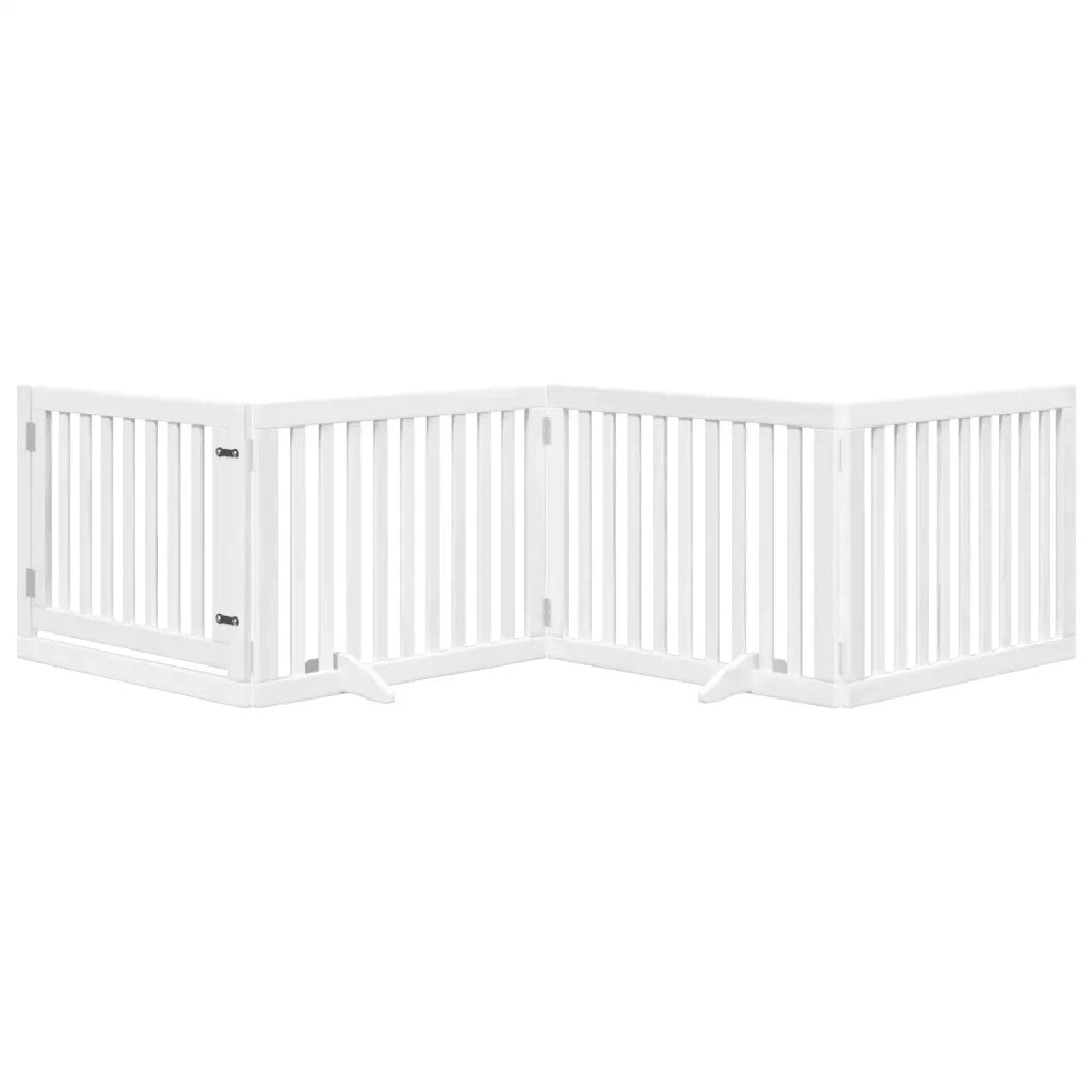 Cancello Cani Porta Pieghevole Bianco 4 Pannelli 320 cm Pioppo CFW5328543
