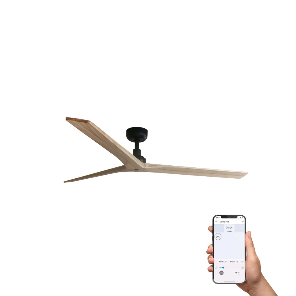 KLIM L Ventilatore da soffitto nero/pino TUYA