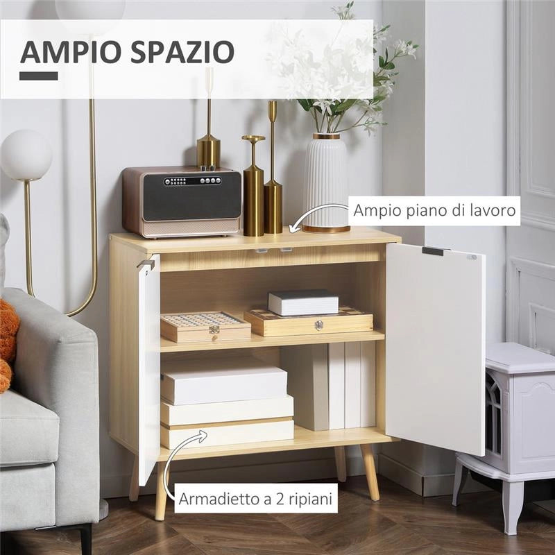 MOBILE MULTIUSO MODERNO CON RIPIANO INTERNO REGOLABILE 77X35X77.5 CM BICOLOR
