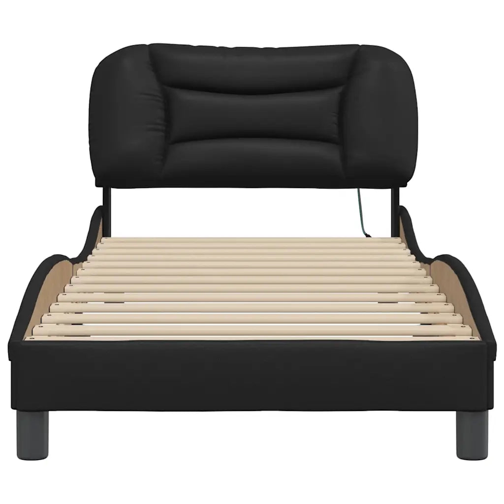 Letto singolo | Letto per adulti | Giroletto con LED senza Materasso Hvar Nero 80x200 cm