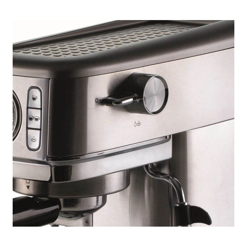 Macchina da Caffè con Manometro - 15 Bar - 1300W - Filtro ½ Tazze - Cappuccino - Silver