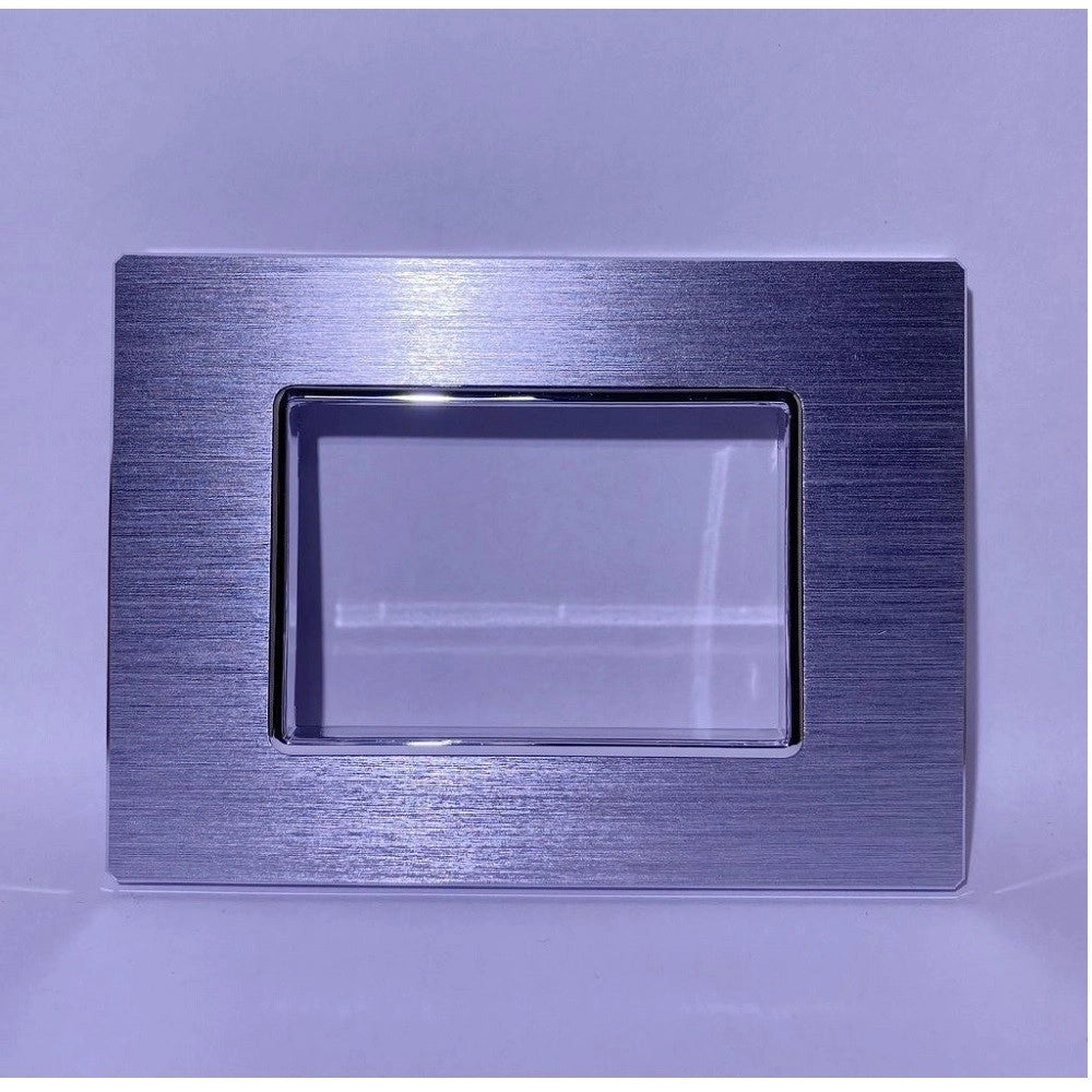 Trade Shop - Placca Luxury 3 4 6m In Metallo Satinato Argento Compatibile Con Bticino Axolute -