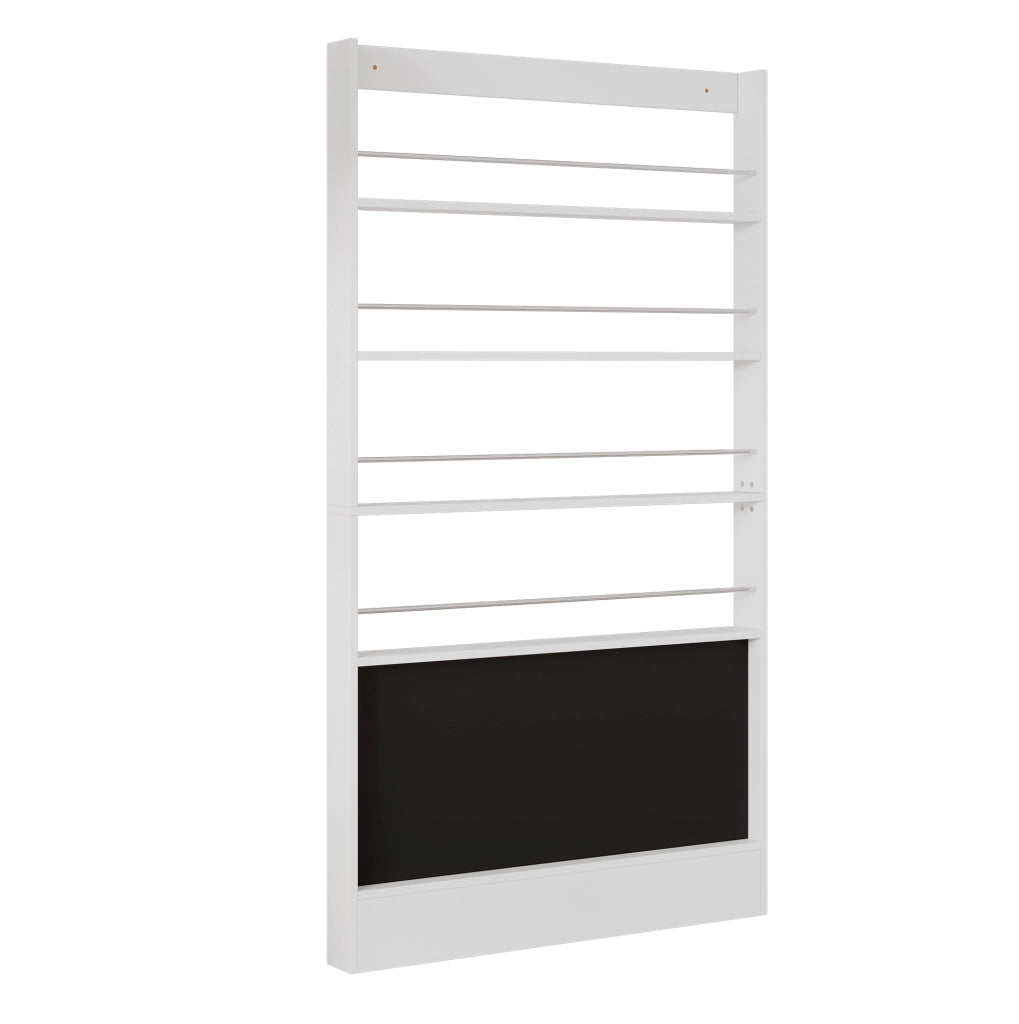 Set 2 librerie per bambini 200x10x180 cm bianche in MDF, 4 ripiani e lavagna