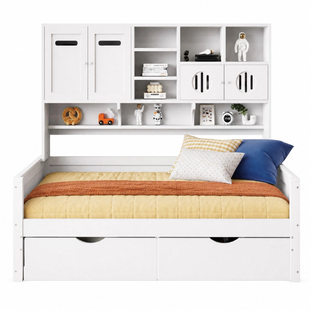 Letto multifunzione con contenitore e cassetti, 90x200 cm