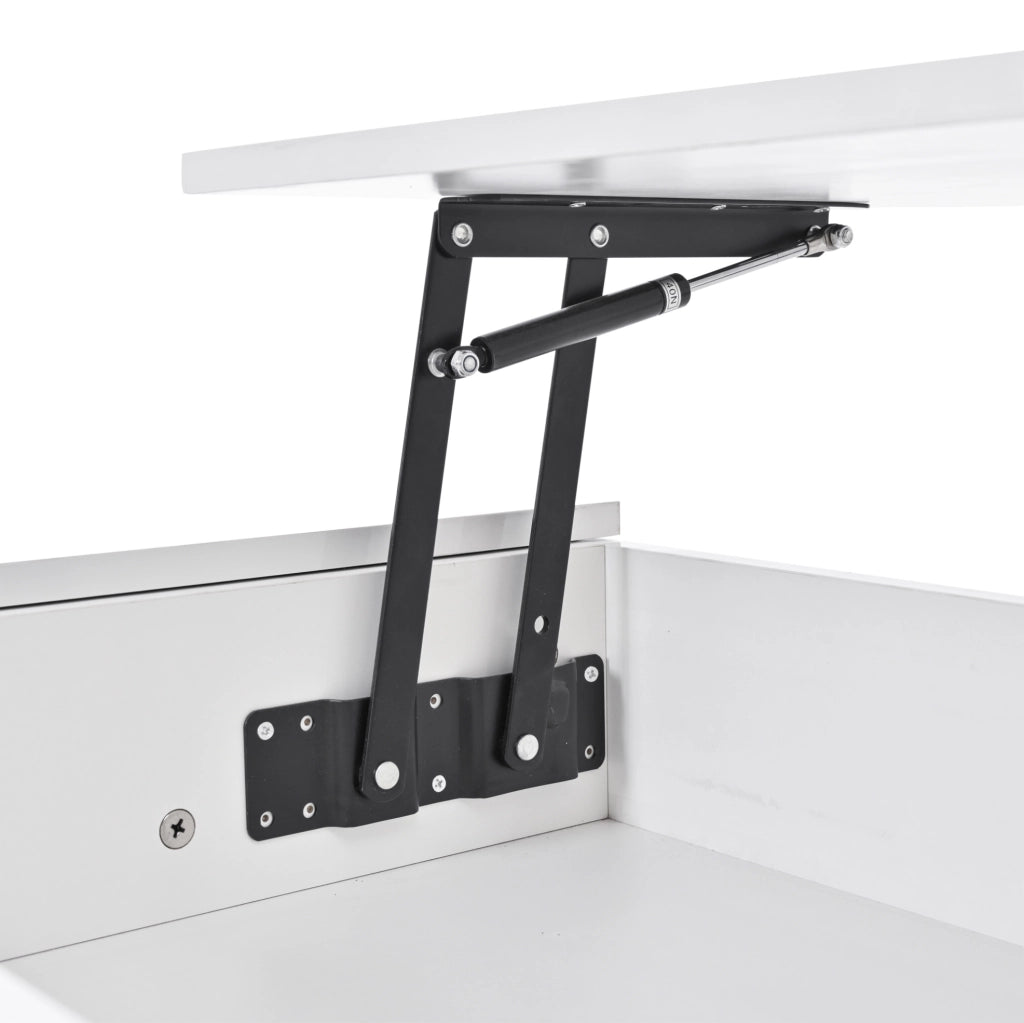 Tavolino da caffè con piano sollevabile e LED; 98 x 45 x 40 cm; truciolare bianco