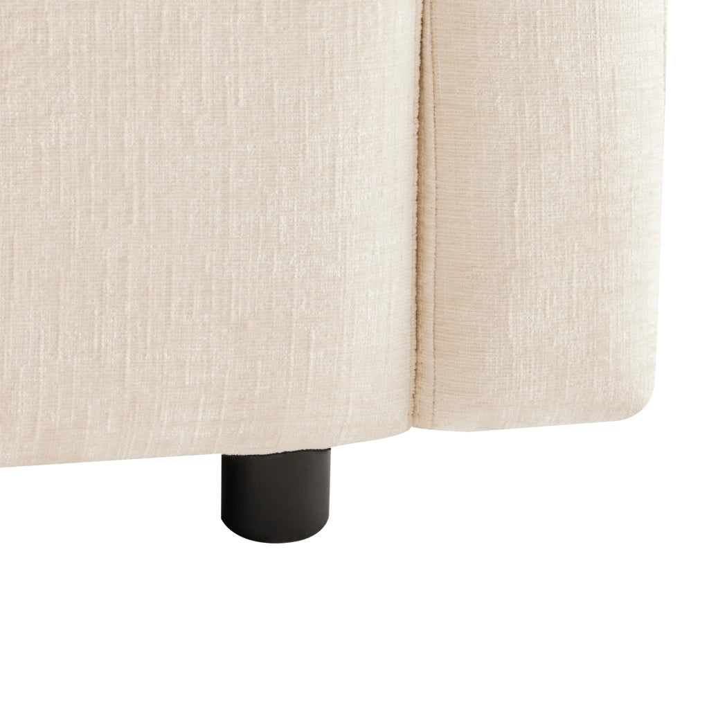 Divano modulare 3-4 posti con pouf mobile e 4 cuscini in chenille beige