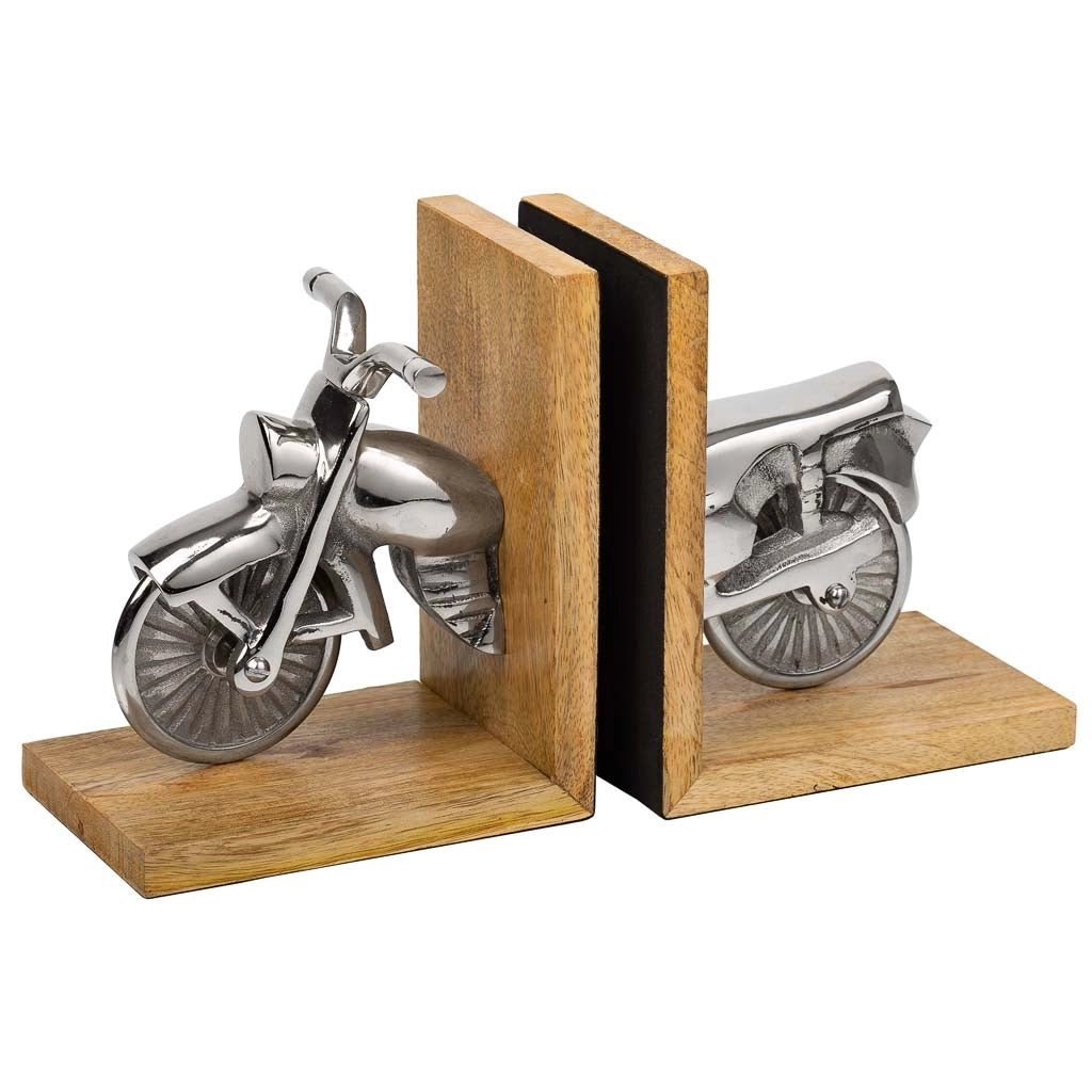 Fermalibri legno e alluminio argentato 30x10x17h