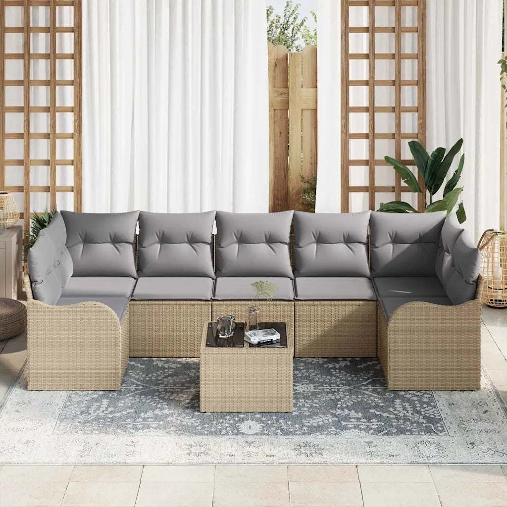 Set Divano da Giardino Beige 55 x 55 x 37 cm polyrattan