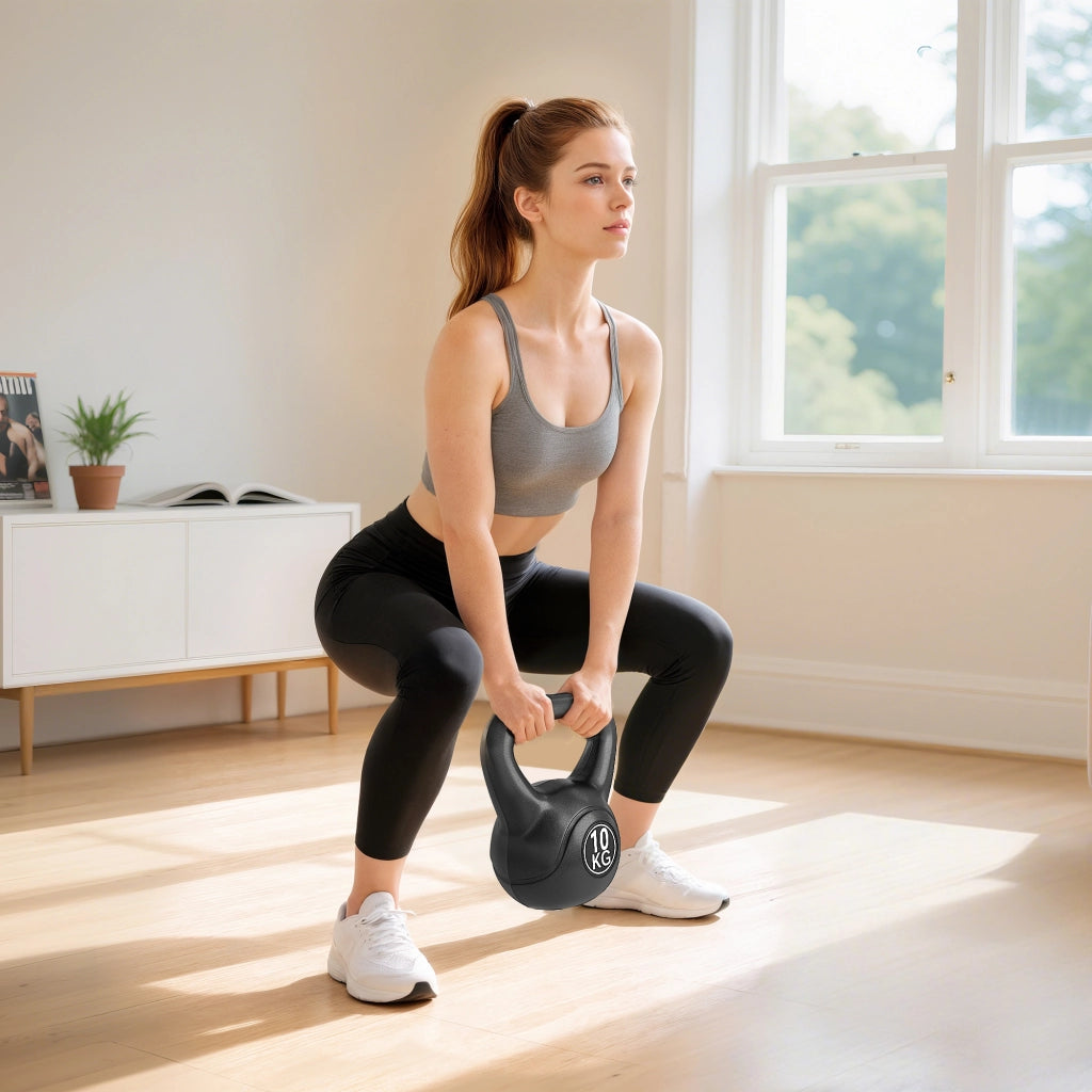 Kettlebell 10 kg ¨C Xylo ¨C Maniglia Ergonomica Nero 25x19x28 cm