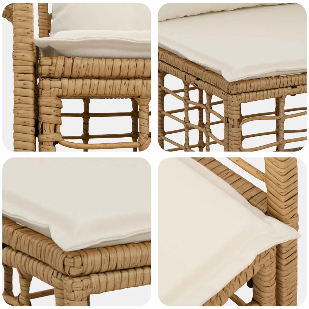 Set di divani da esterno 9 pz Naturale e Bianco Crema 3437766