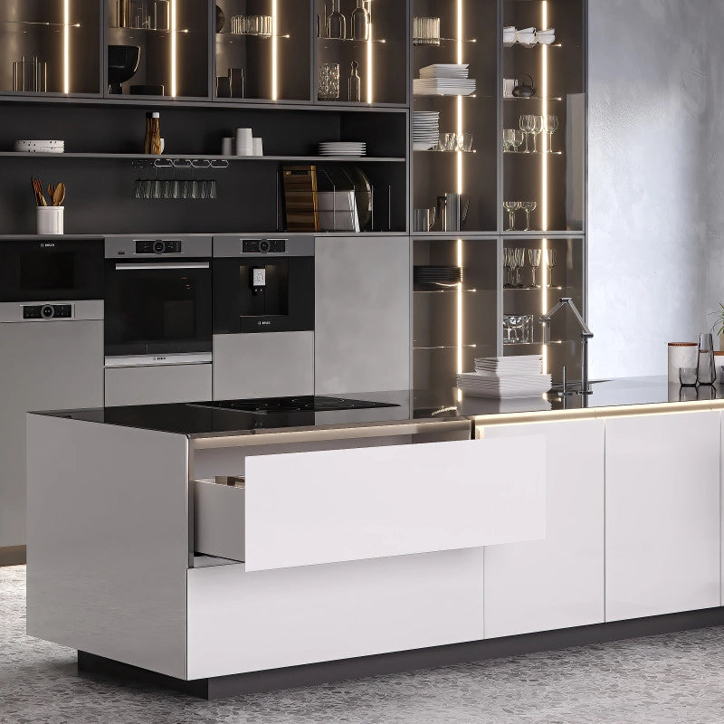 Cassetto esterno Vertex con regolazione 3D altezza 178mm, 40kg, profondità 350mm, Acciaio, Verniciato alluminio