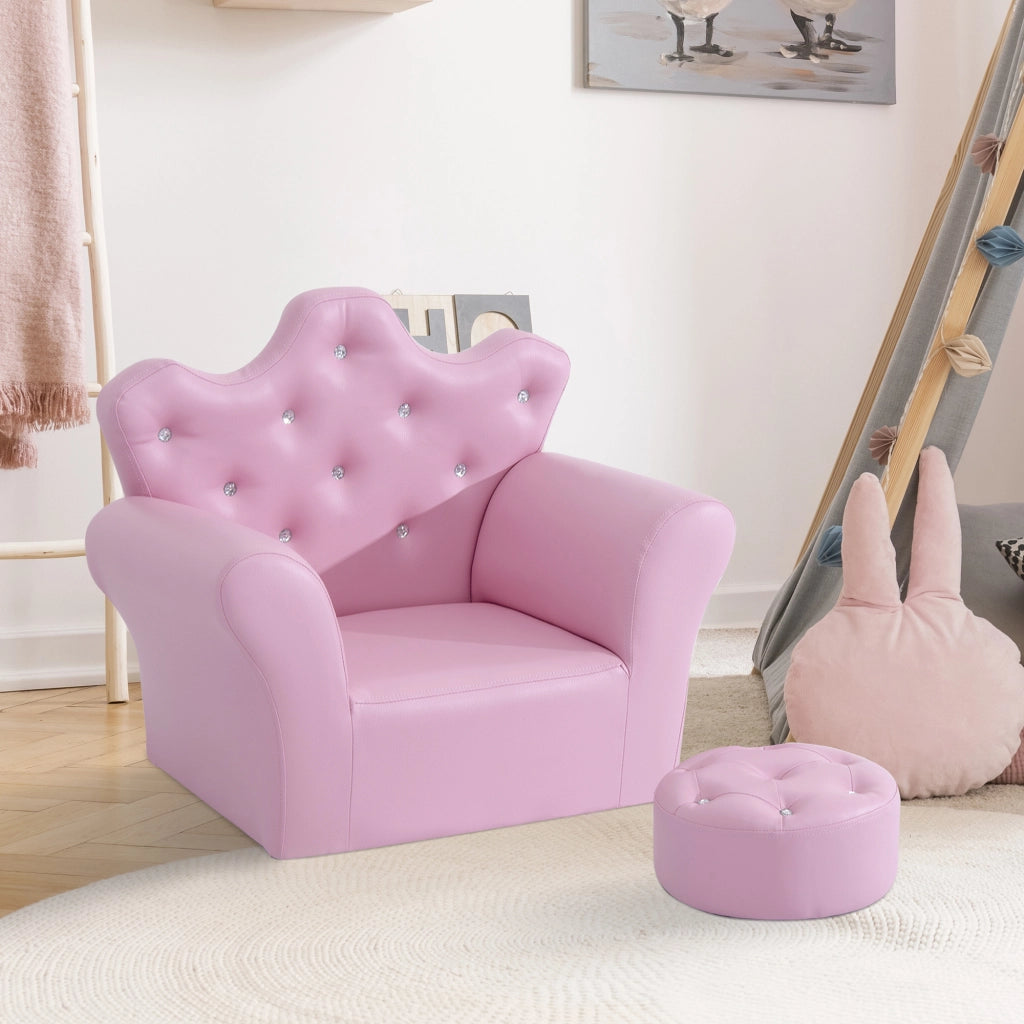 Divano per bambini con pouf ¨C zephmum ¨C rosa