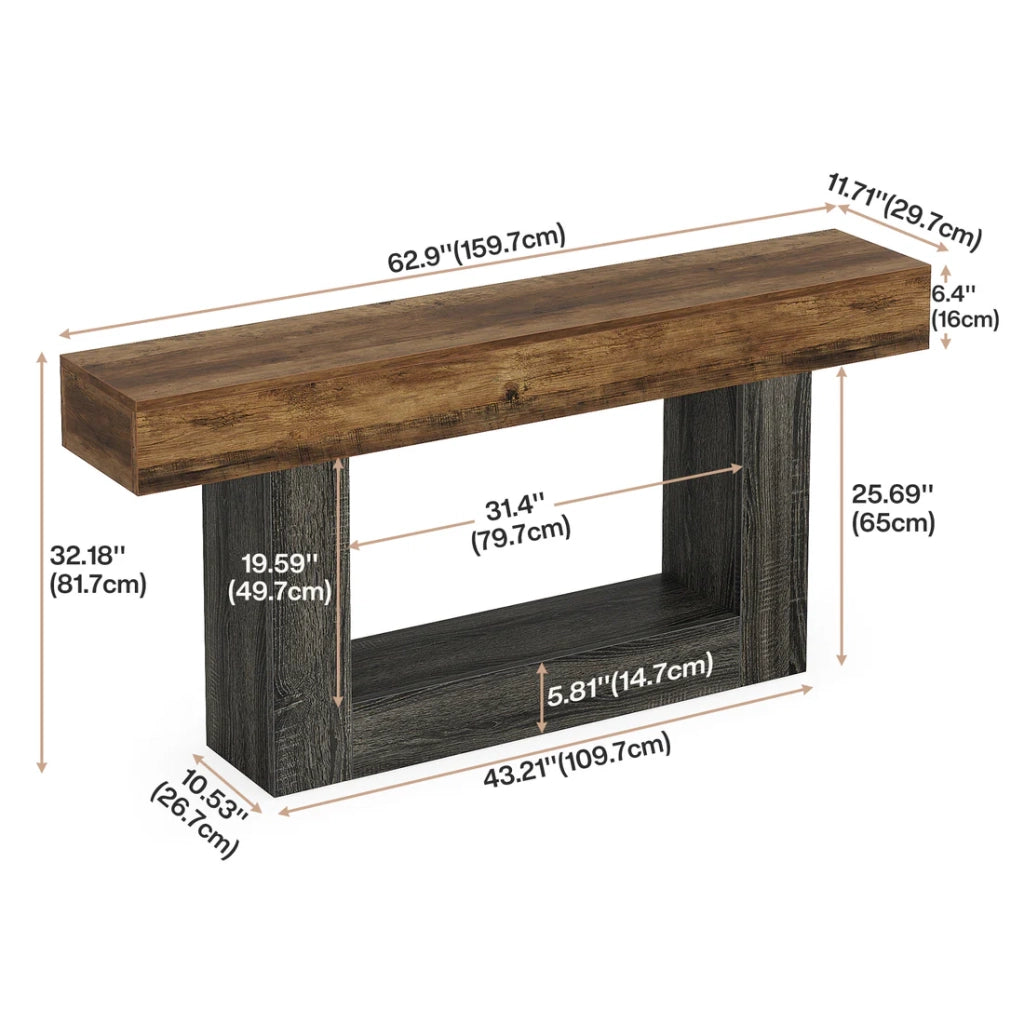 TAVOLO CONSOLLE 160 cm in MDF Grigio e Marrone rustico