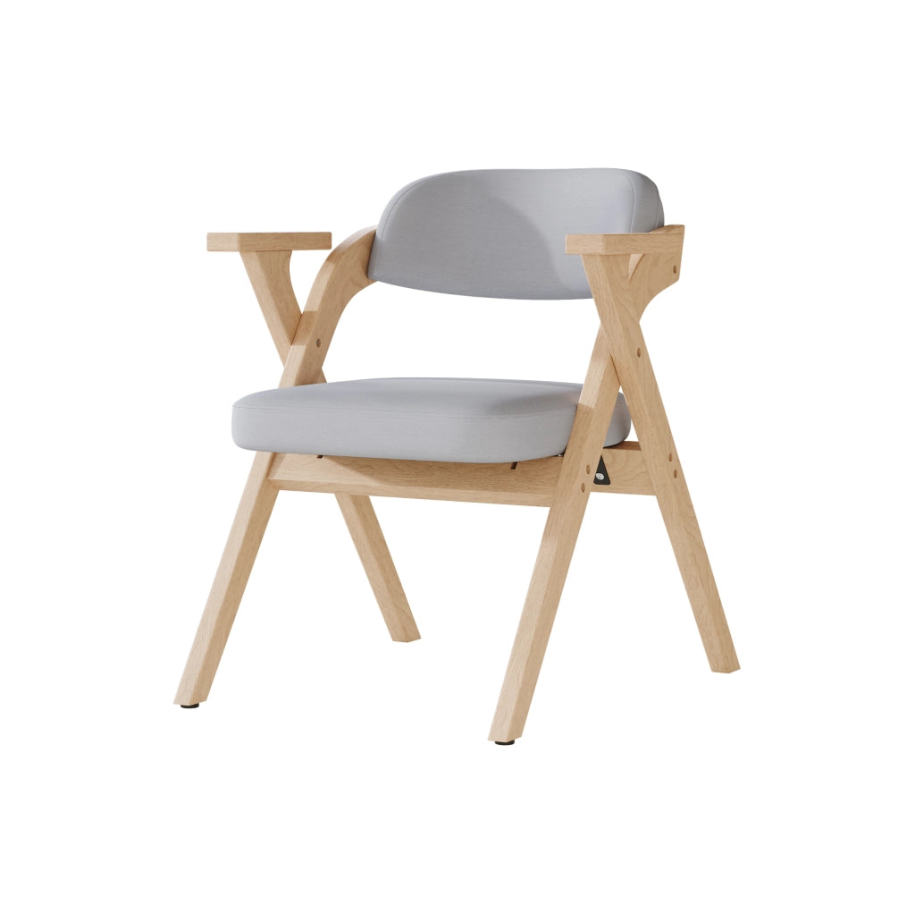 Set di 6 sedie da pranzo pieghevoli con braccioli in legno massello grigio