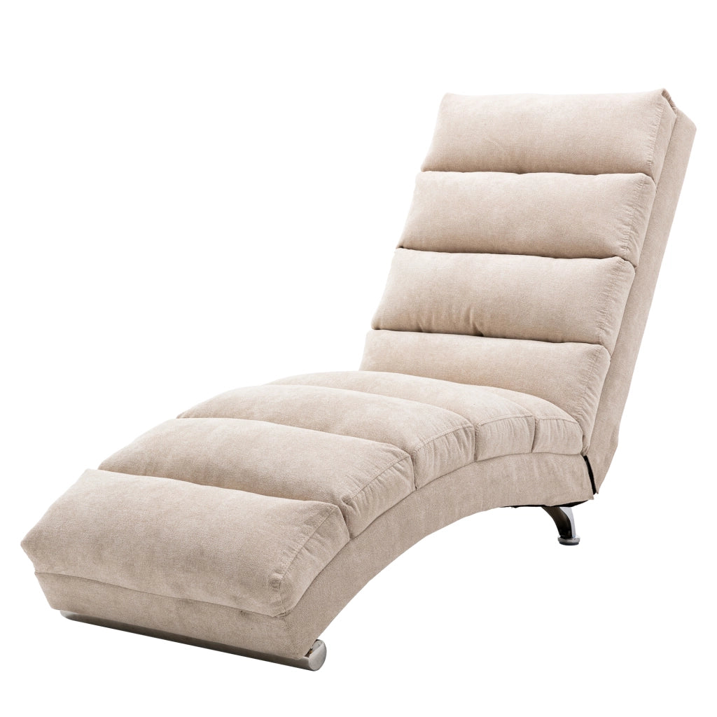 Poltrona massaggiante reclinabile in lino beige; 55x148x84 cm; con tasca laterale