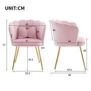 Set 6 sedie in velluto rosa 63x58x77 cm con cuscini a farfalla