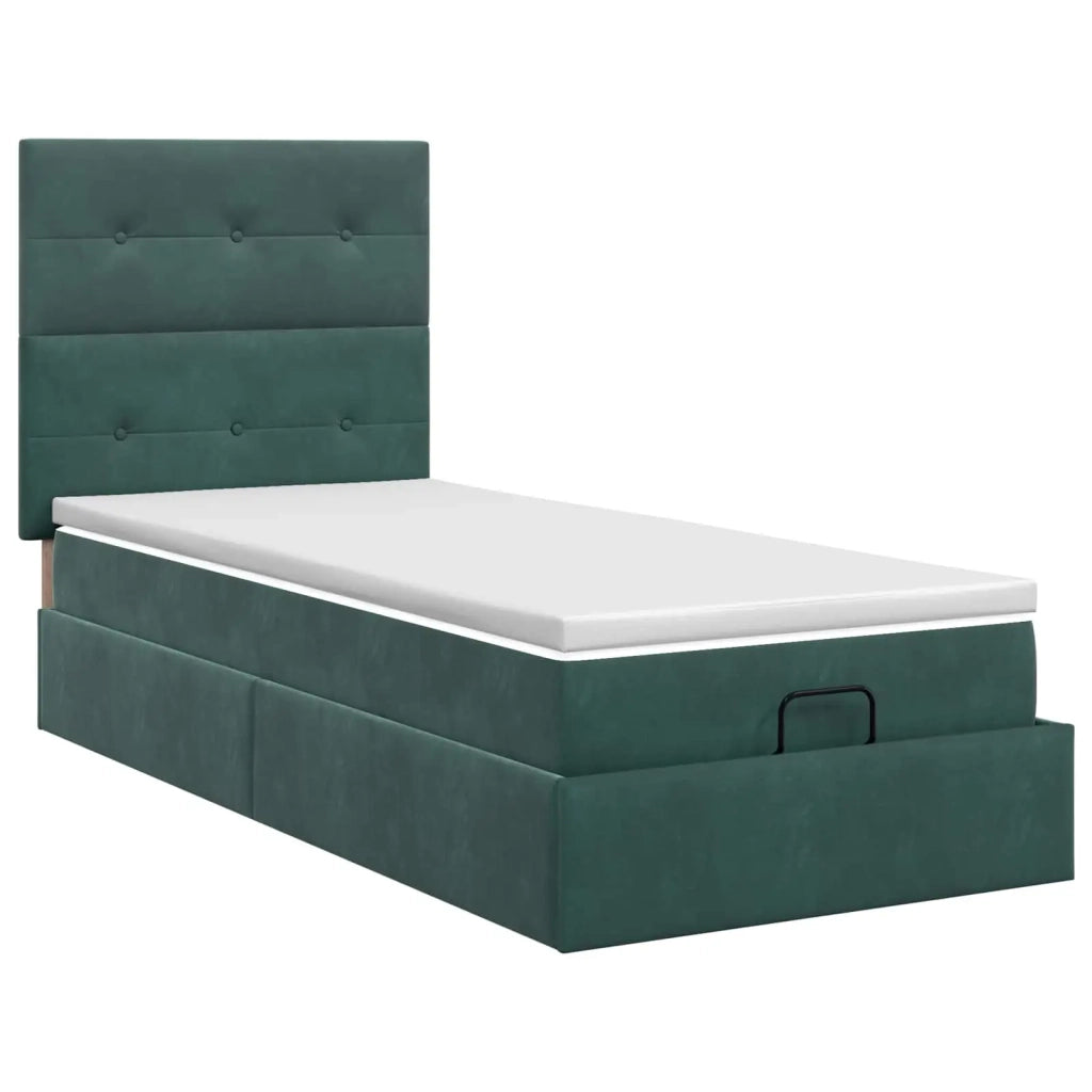 Letto ottomano con materasso Verde Scuro 80 x 200 cm Velluto 3457686