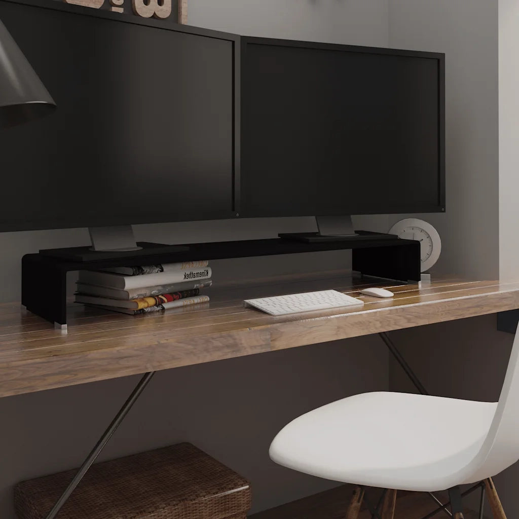 Mobile/Rialzo Porta TV-Supporto per TV in Vetro Nero 110x30x13 cm