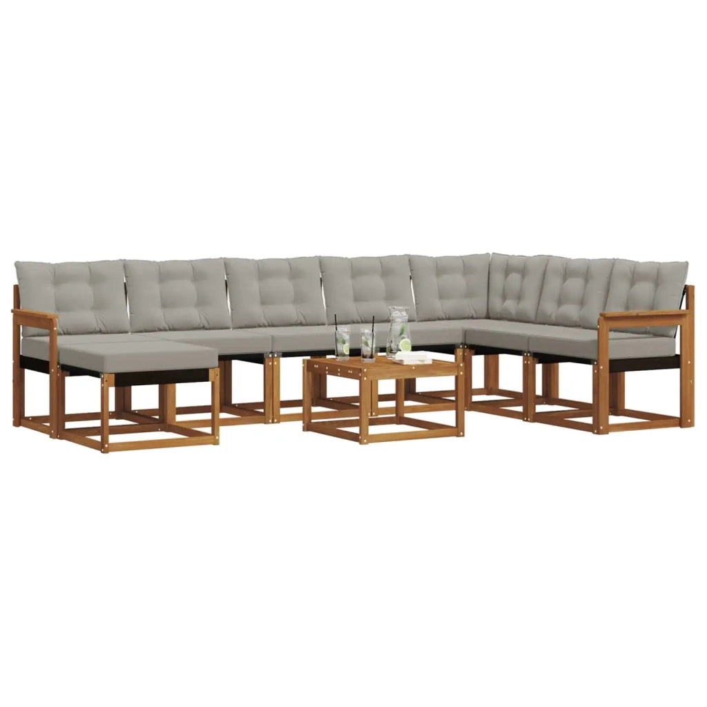 Set di divani da esterno 9 pcs Grigio Naturale e Chiaro 3368970