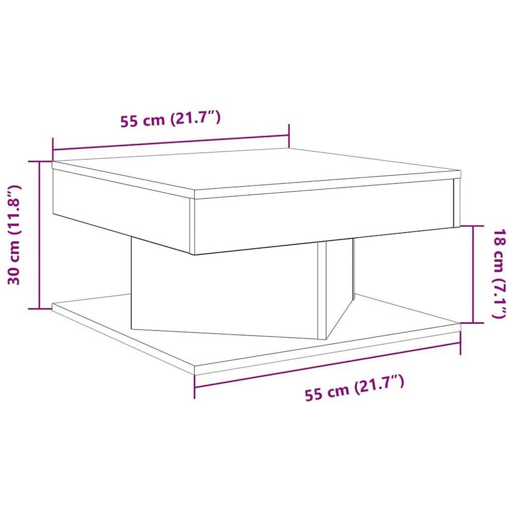Rustic Wood Look Coffee Table, 55x55x30 Cm Engineered Wood, Sturdy Top With Storage Space, Living Room Sofa Side Table, Square End Table For Home Decor