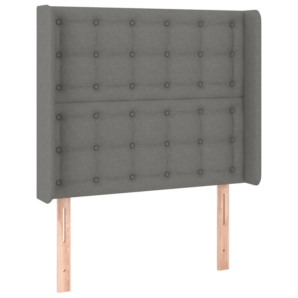 Testiera ad Orecchio-Testata con Orecchie Grigio Scuro 93x16x118/128 cm in Tessuto 491162