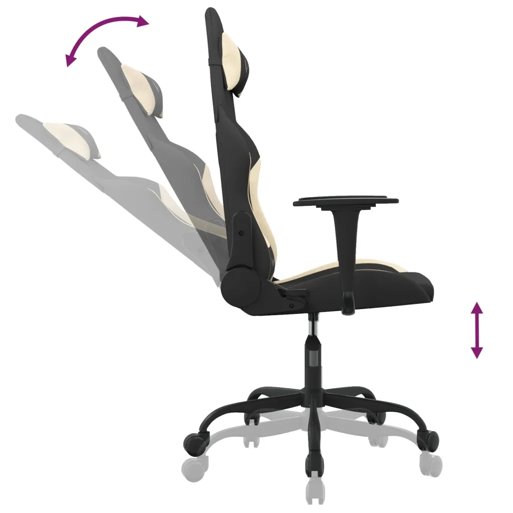Sedia da Gaming | Sedia da e-sports Nero e Crema in Tessuto