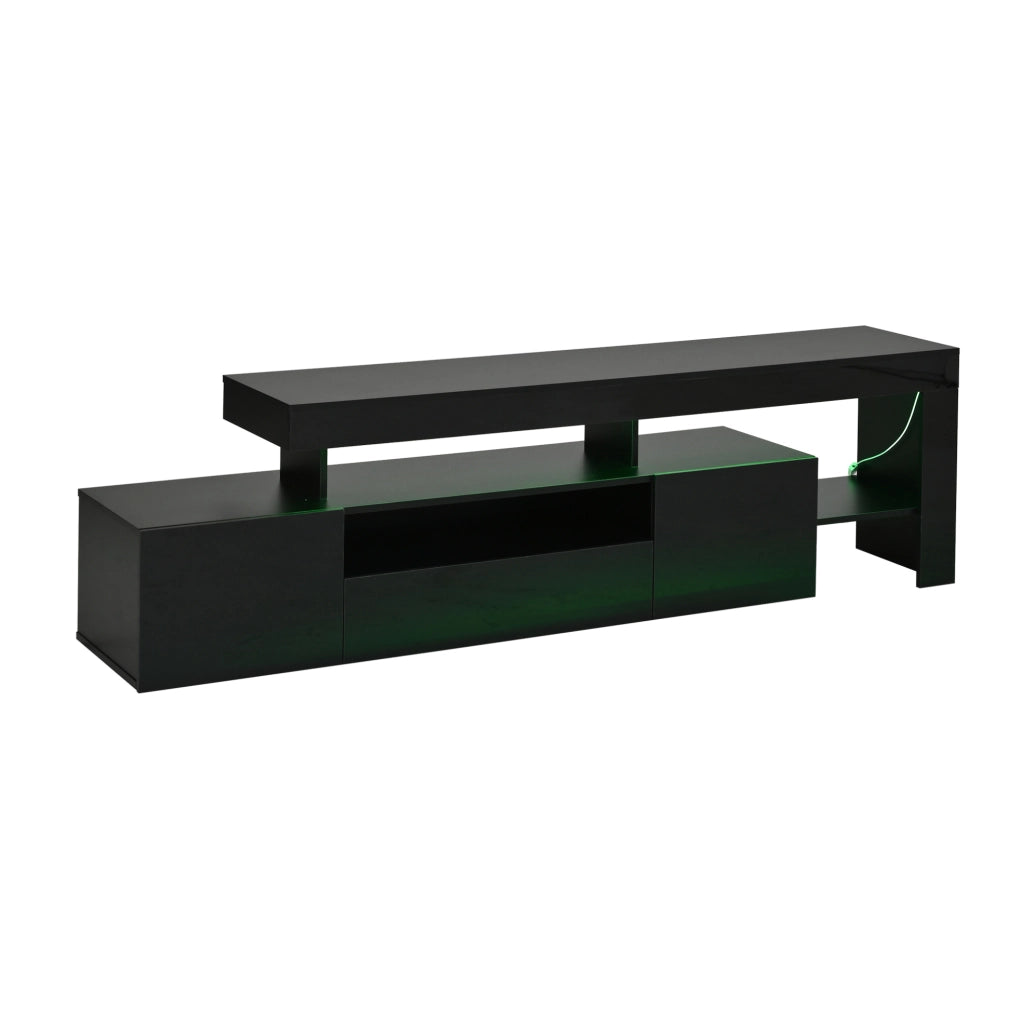 Mobile TV LED 192 x 37 x 53 cm nero lucido per TV fino a 85 pollici