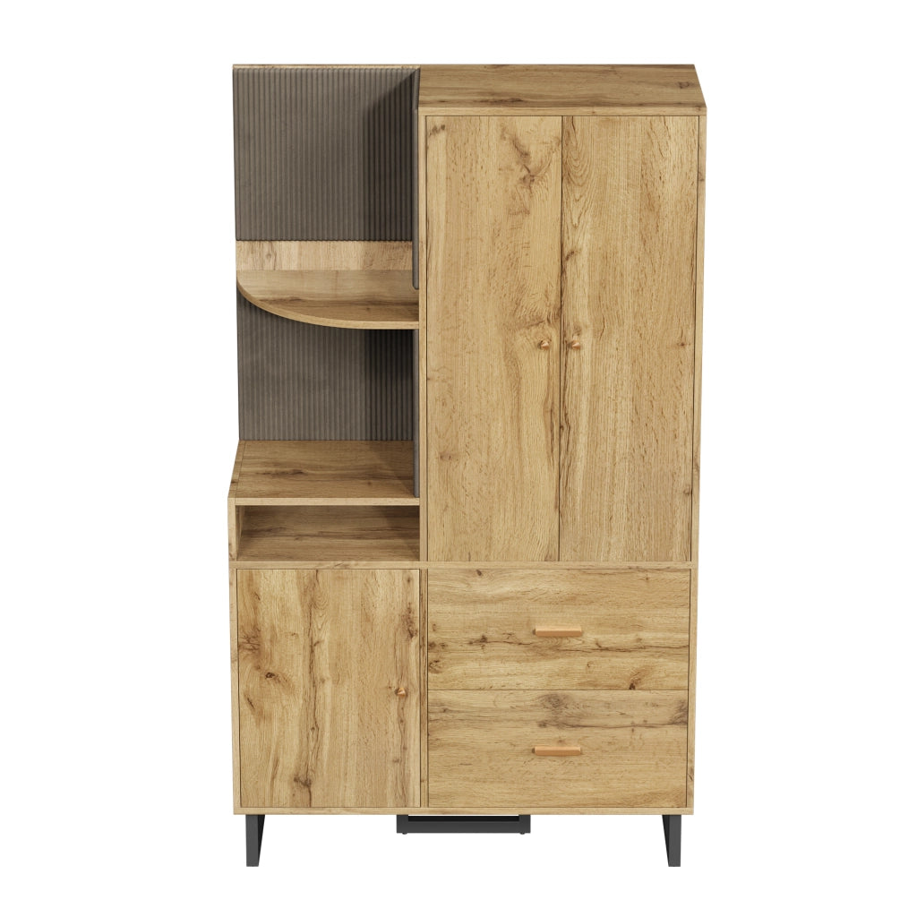 Guardaroba da ingresso compatto 110x186x38 cm nero e legno