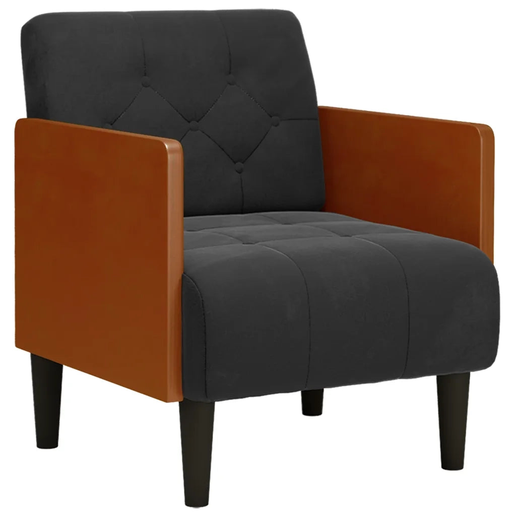 Divano Poltrona | Sedia con Braccioli Nero 55 cm in Velluto