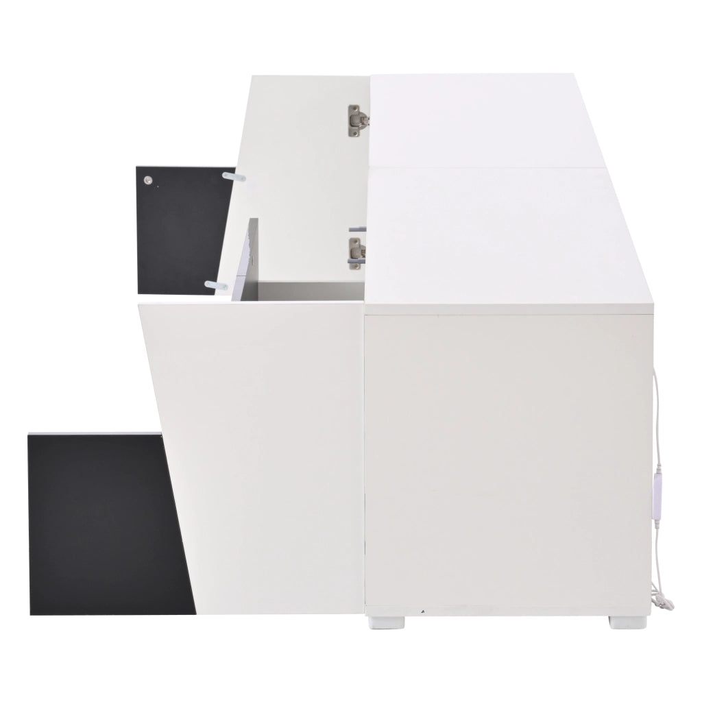 Mobile porta TV 180 cm bianco e nero con illuminazione integrata