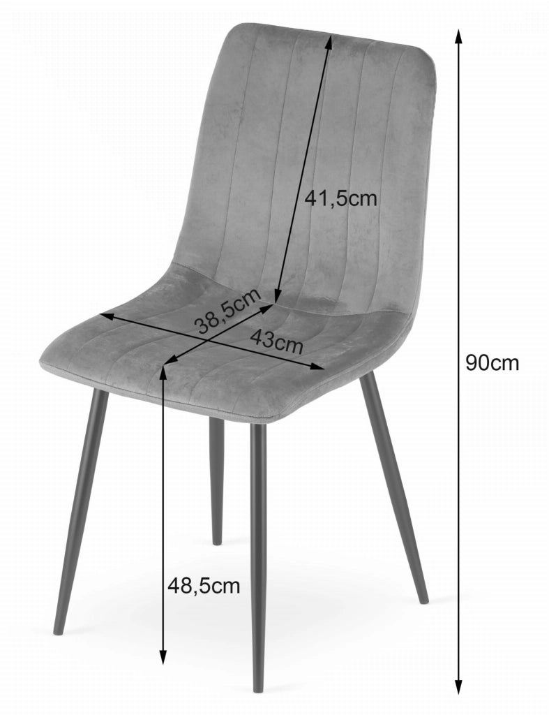 Sedia Valora JEWA in velluto nero dal design ergonomico per il soggiorno x4