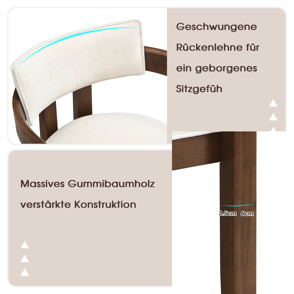 SEDIA con braccioli Set da 2 pezzi Legno massello e lino Colore noce