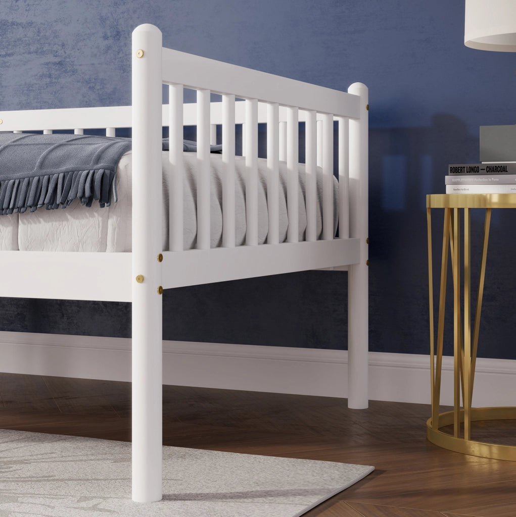 Letto singolo daybed 90x200 cm con sponde su 3 lati e 14 doghe bianco HOMVRA