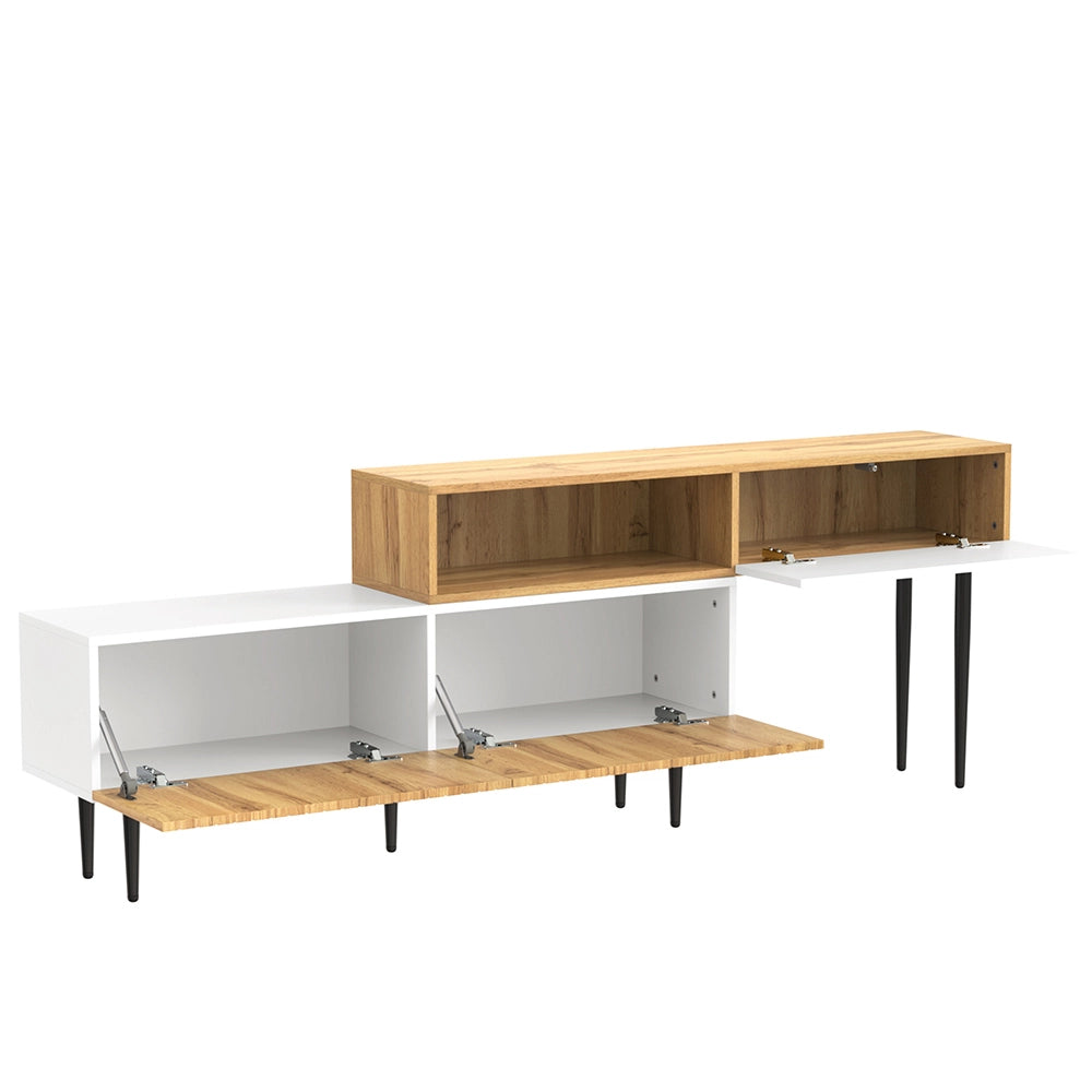 Mobile TV modulare - Xylo - Lunghezza regolabile bianco/legno