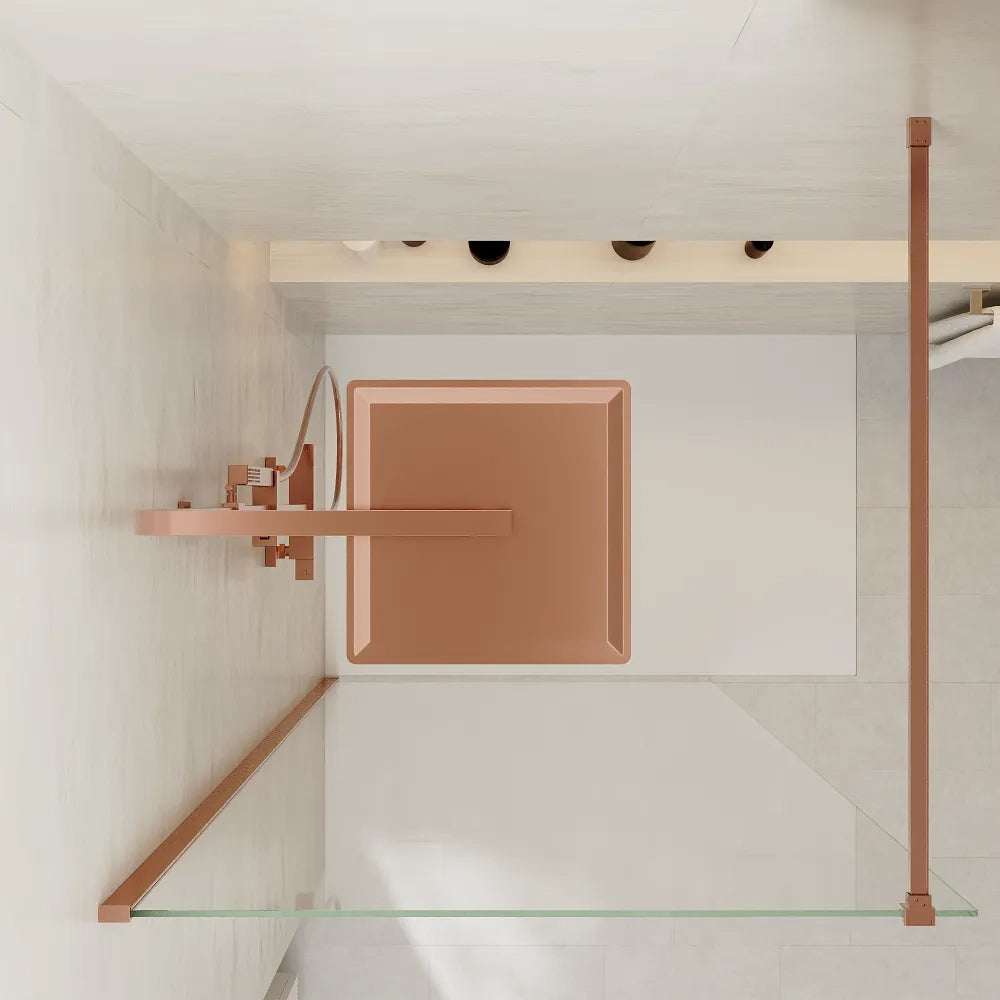 Doccia walk-in 140 cm vetro 8mm anticalcare h200 profilo rame spazzolato | Keros