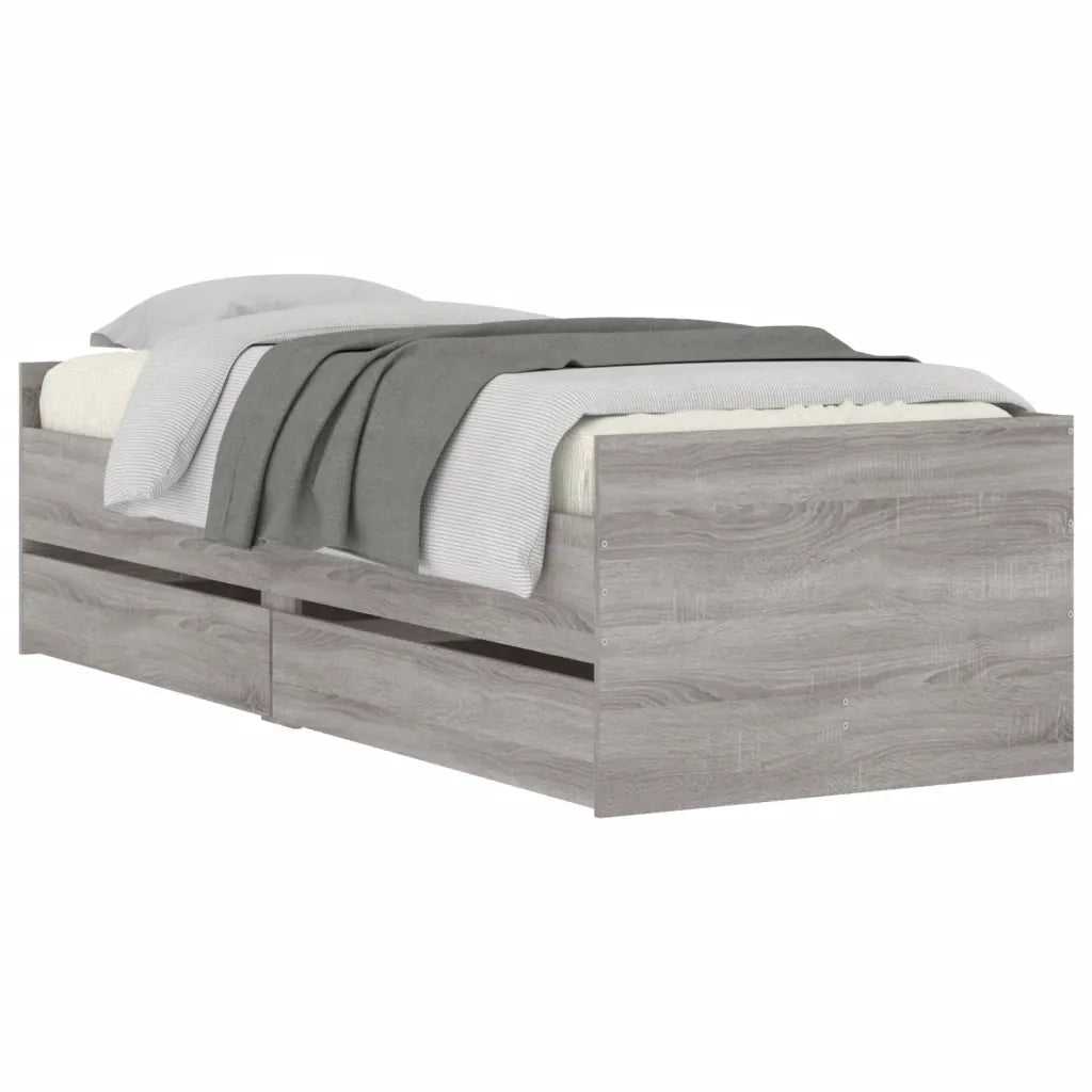 Giroletto con Cassetti-Struttura Letto con contenitore Grigio Sonoma 100x200 cm 121481