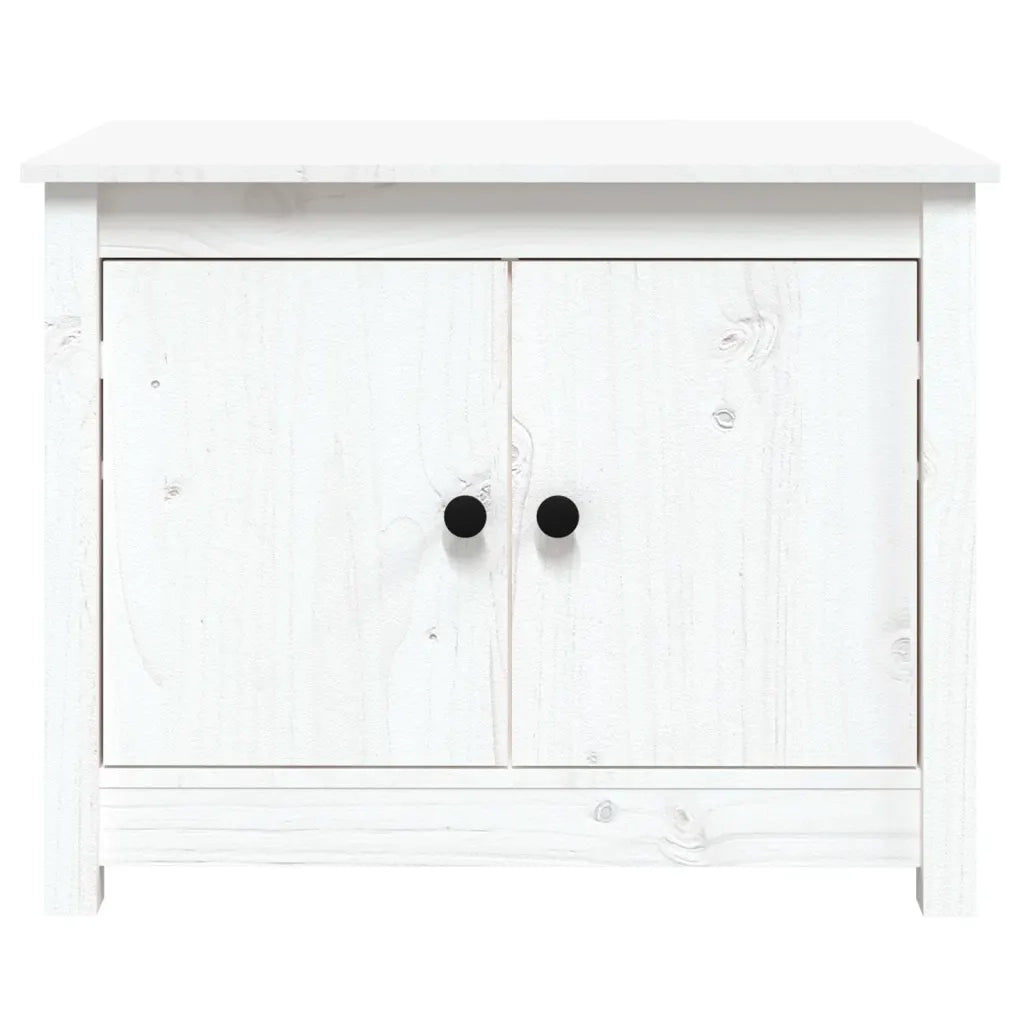 Tavolino da Salotto Bianco 71x49x55cm in Legno Massello di Pino 820927
