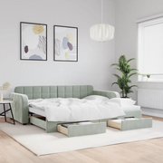 Divano Letto Estraibile Cassetti-Sofa Letto-Daybed Grigio Chiaro 90x200cm Velluto 556231