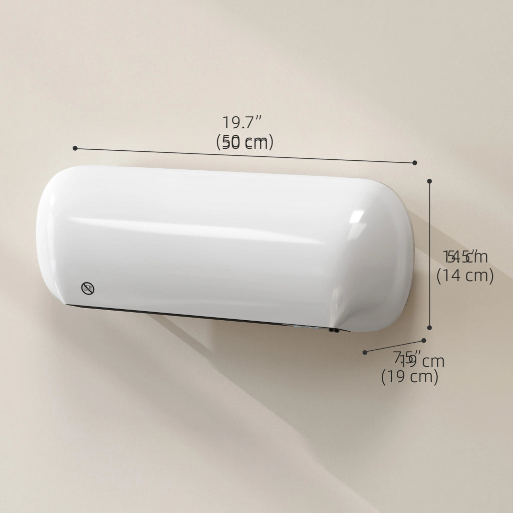 Termoventilatore Murale in Ceramica 1000/2000W con Termostato Timer e Telecomando 50x19x14cm Bianco