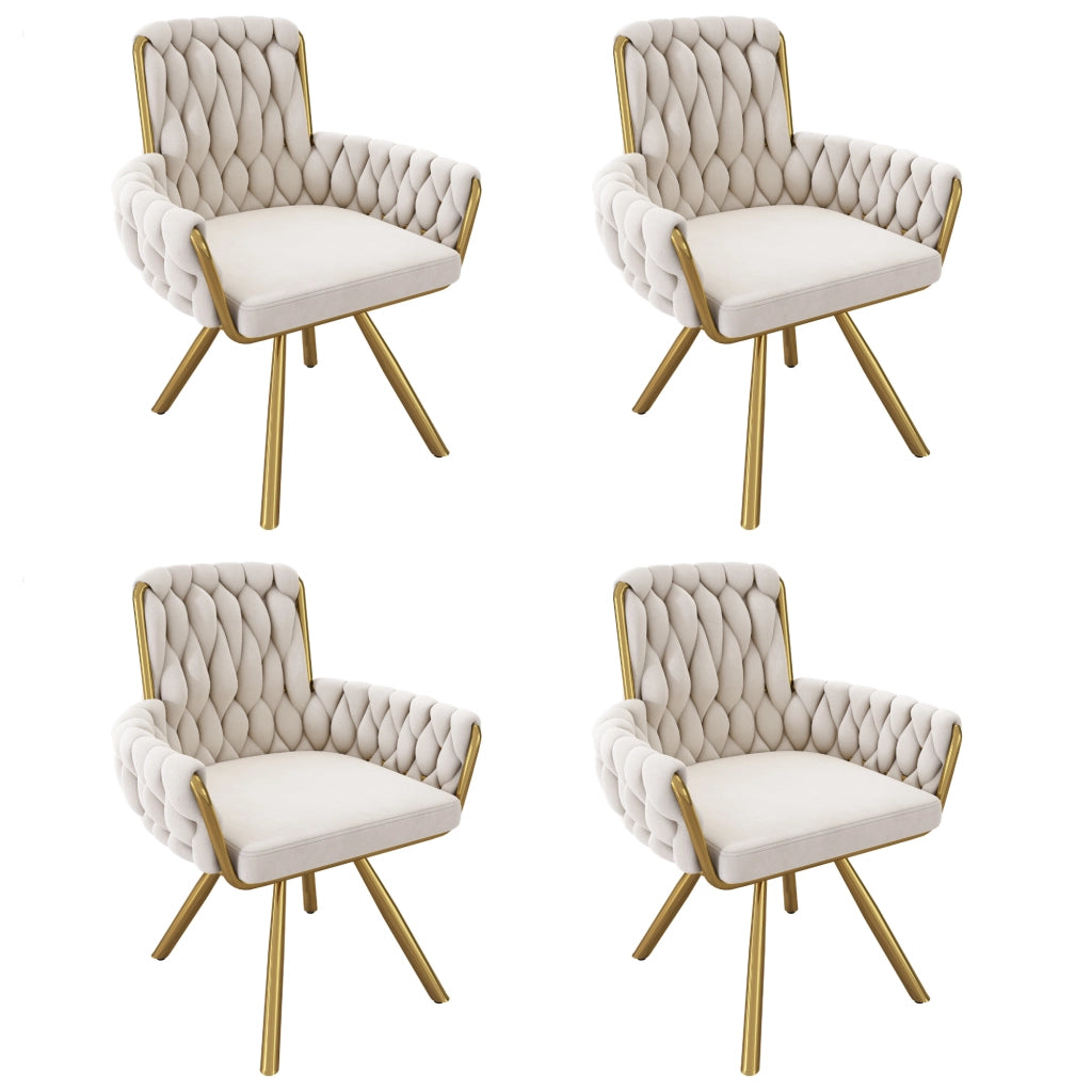 Sedia da Pranzo Girevole in Velluto ¨C Xylo ¨C Set 4 Pezzi, Gambe in Metallo, Beige