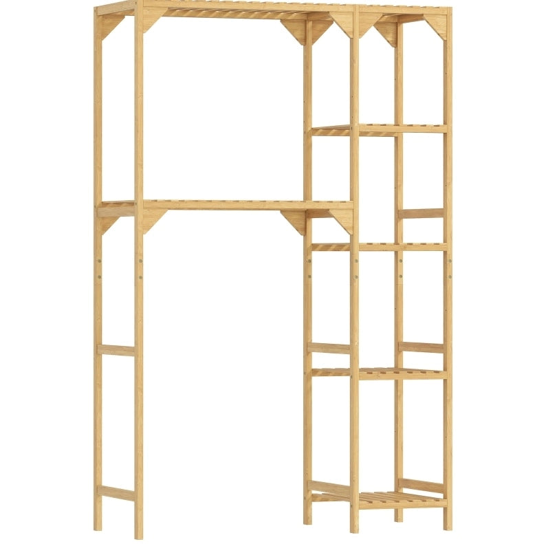 Scaffale per lavatrice in bambù con 7 ripiani regolabili, 100x40x157 cm, salvaspazio