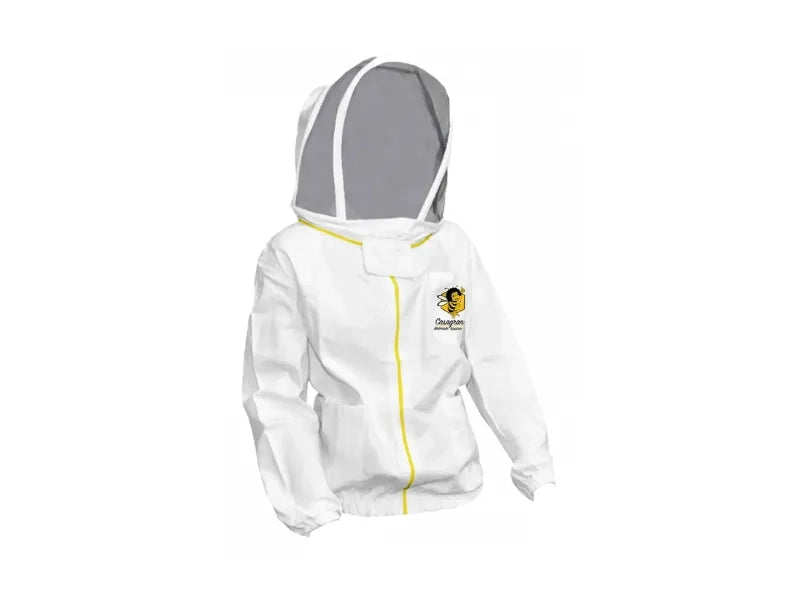 Art.257 Maschera a velo su camiciotto, cappuccio staccabile, cotone 100% - Bianco - M