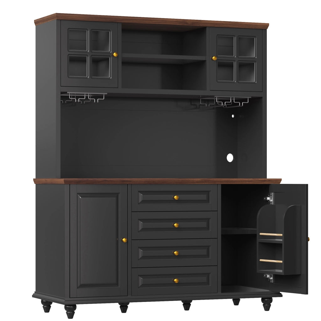 Mobile contenitore alto ULEVR 140x40x179,5 cm con 4 cassetti, ripiani regolabili e LED RGB, nero