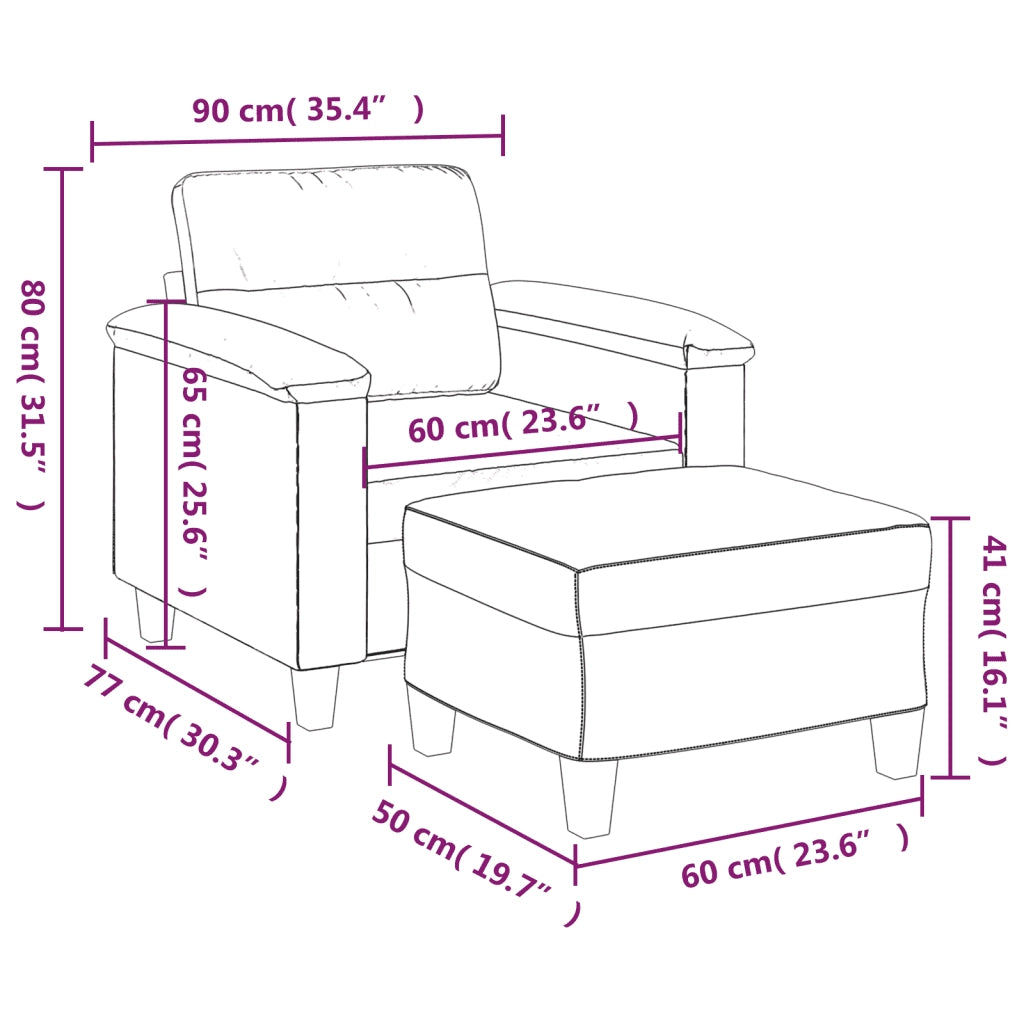 Poltrona | Sedia Relax con Poggiapiedi Grigio Scuro 60 cm Tessuto Microfibra